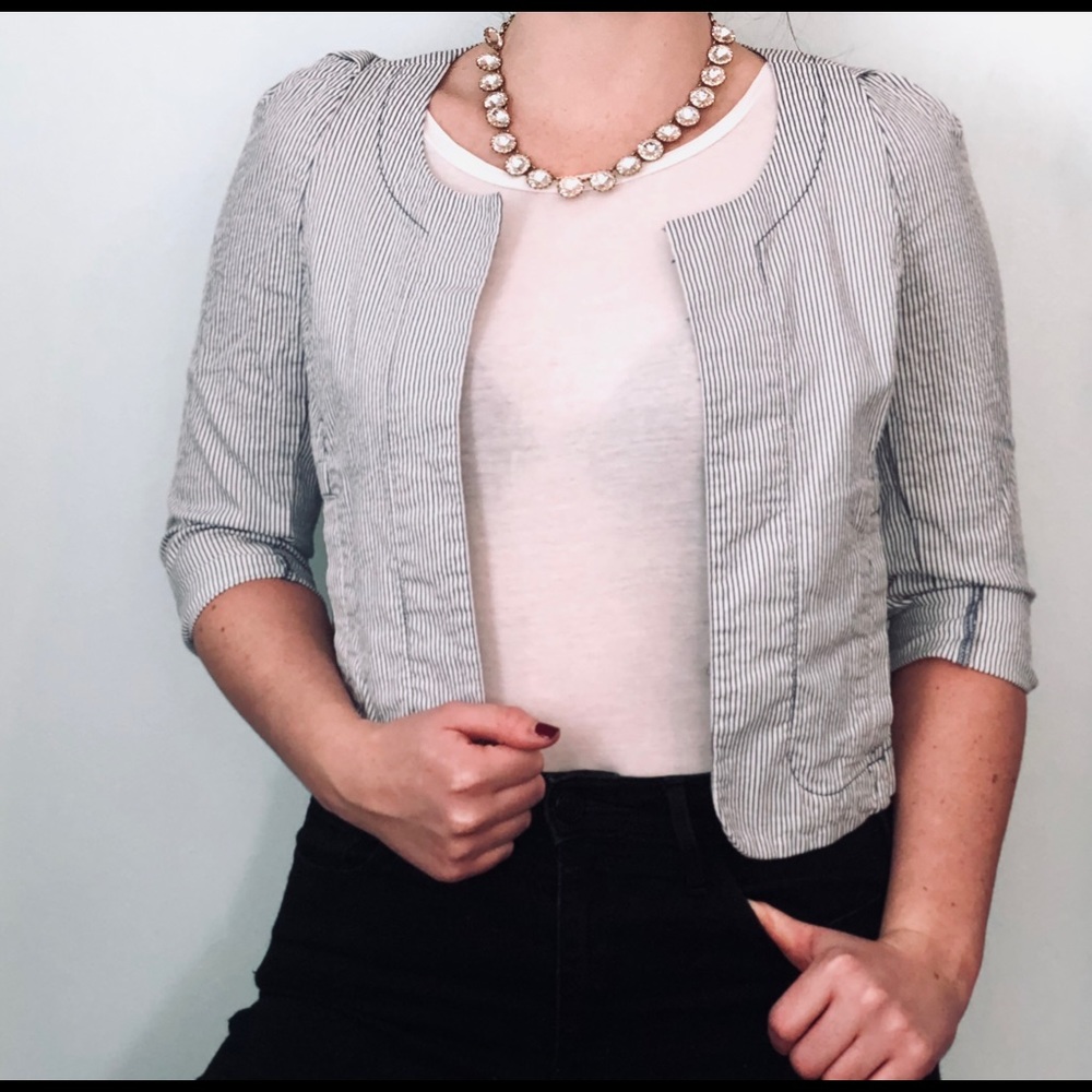 Blue & white fitted jacked